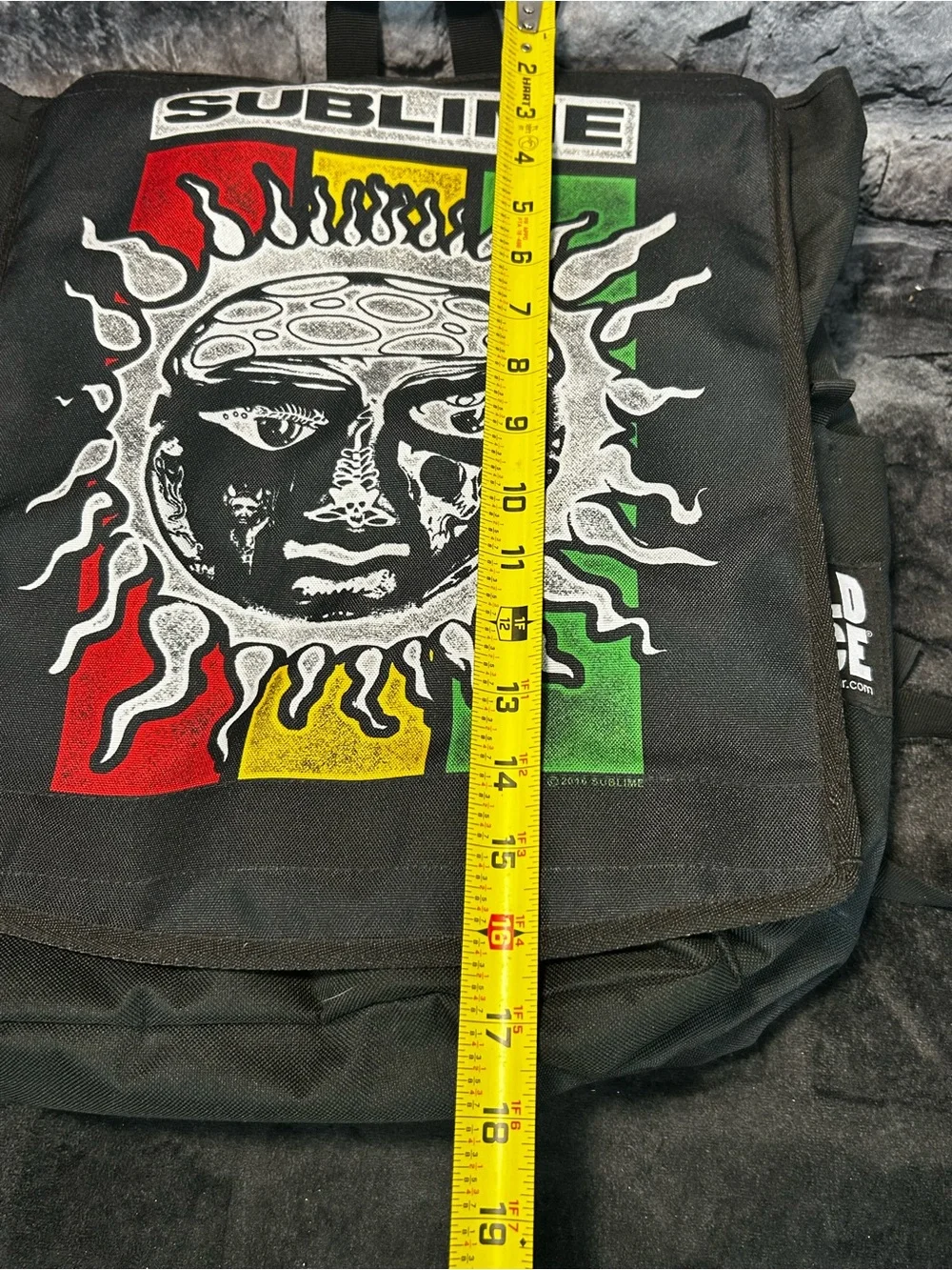 Sublime Rasta Sun Logo Backpack - Black with Red/Yellow/Green Panel